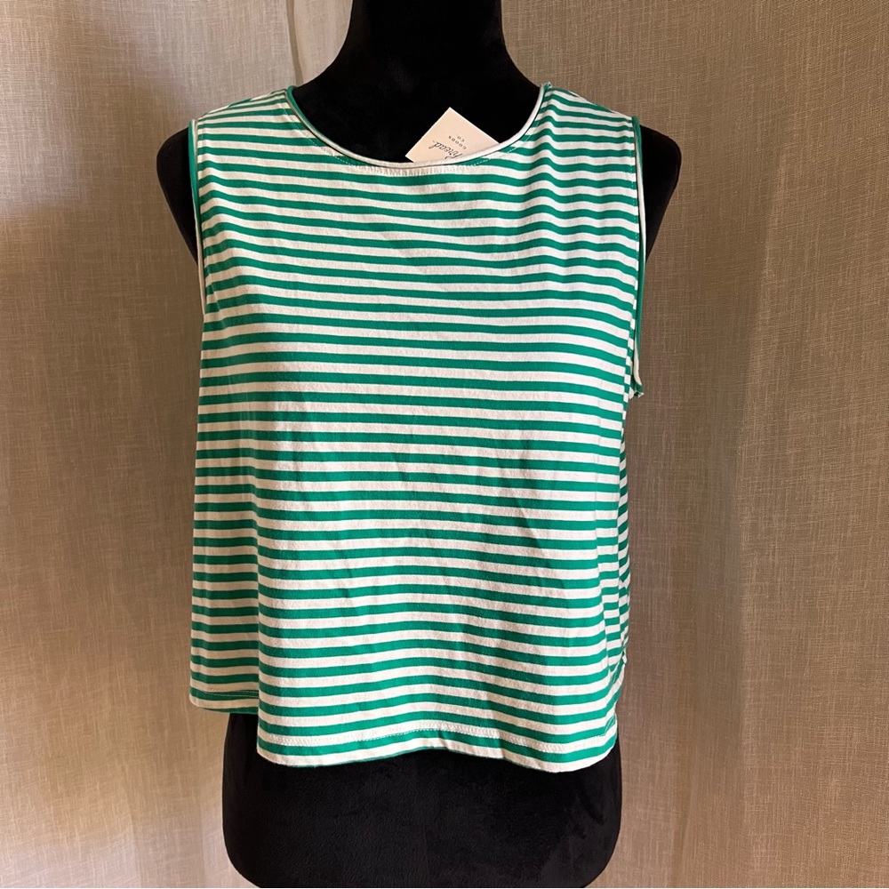Green and White Striped Tank Top.